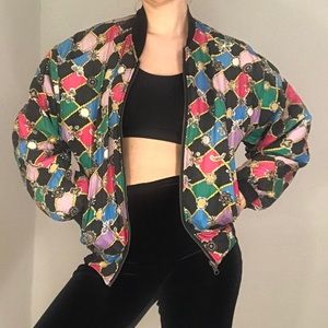 Vintage 80’s reversible silk bomber jacket 💞